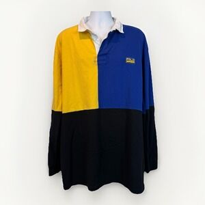 Polo Ralph Lauren Racing Rugby Shirt Men's Sz 2XLT Tall Blue Yellow Black